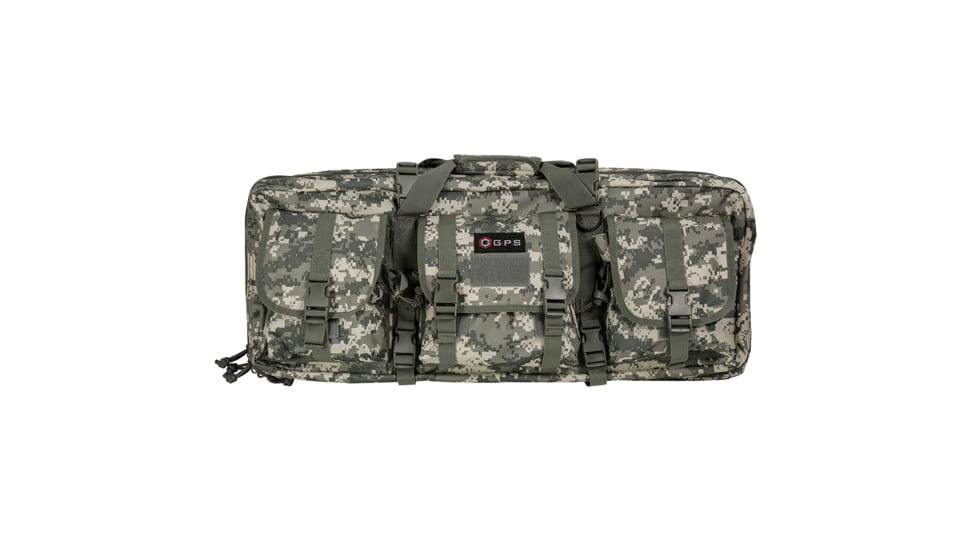 GPS Double Rifle Polyester Case, 28 in, Hook and Loop Fastener, Lockable Zippers, Molle Attachment System, 2 Padded Slots, Gray Digital, GPSDRC28ACU