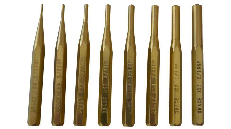 Grace USA Brass Roll Pin Punch Set BRP-8