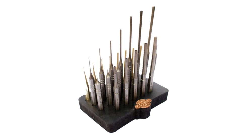 Grace USA Gunsmith 27 Pieces Steel &amp; Brass Roll Pin Spring Punch Set with Bench Block, GRSBRP27SBB