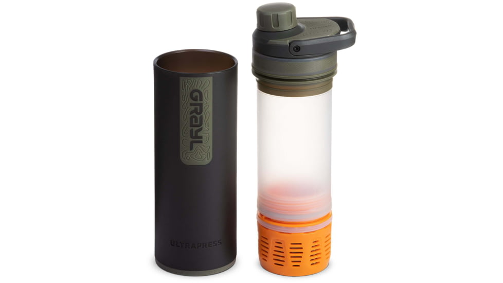 Grayl UltraPress Purifier Bottle, Camp Black, 16.9 oz, 500-CMP