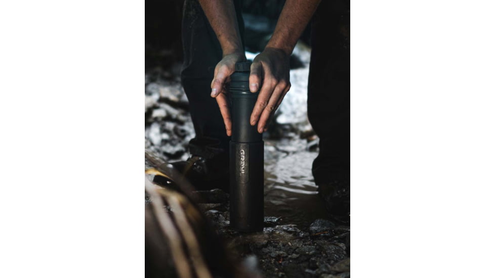 Grayl UltraPress Purifier Bottle, Covert Black, 16.9 oz, 500-COV