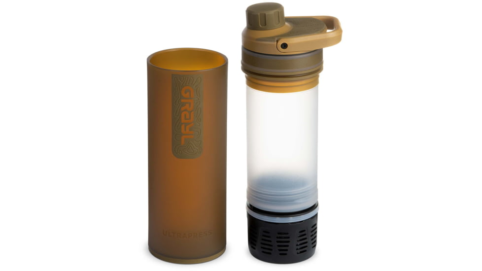 Grayl UltraPress Purifier Bottle, Coyote Brown, 16.9 oz, 500-CBN