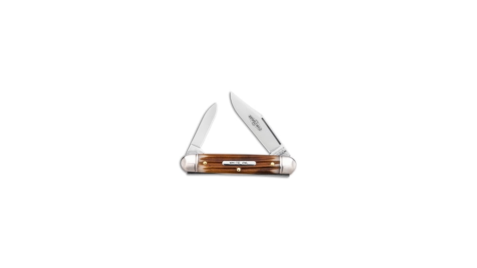 Great Eastern Cutlery GEC Northfield UN-X-LD Cutlery White Owl 3.25" Pocket Knife Cowhide Jigged Bone, Brown/White, 1095, adult, BHQ-138106