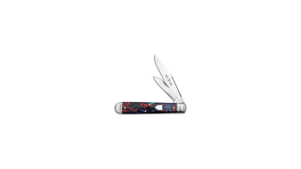 Great Eastern Cutlery GEC Northfield UN-X-LD English Jack Knife Church Glass Acrylic 3.6" Satin, Red/Green/Blue, 1095, adult, BHQ-182434