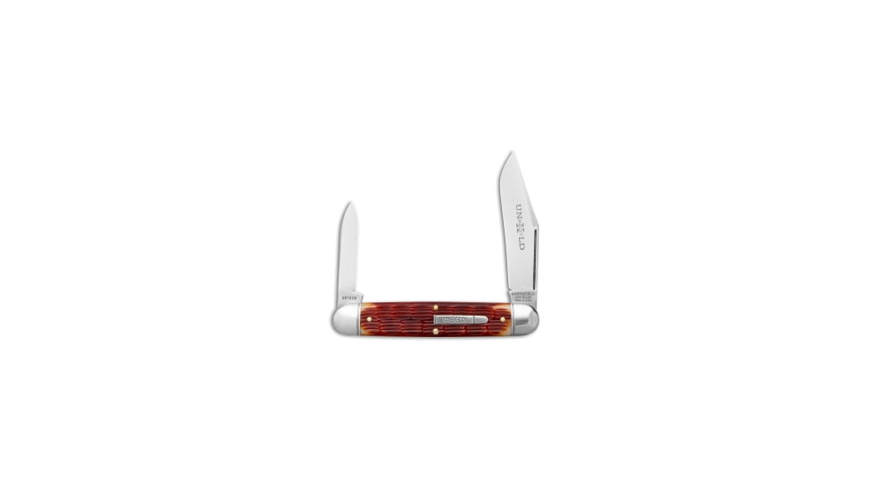 Great Eastern Cutlery GEC Northfield UN-X-LD Texas Stogie Indian Paint Brush Jigged Bone 3.7" Satin, Red, 1095, adult, BHQ-229907