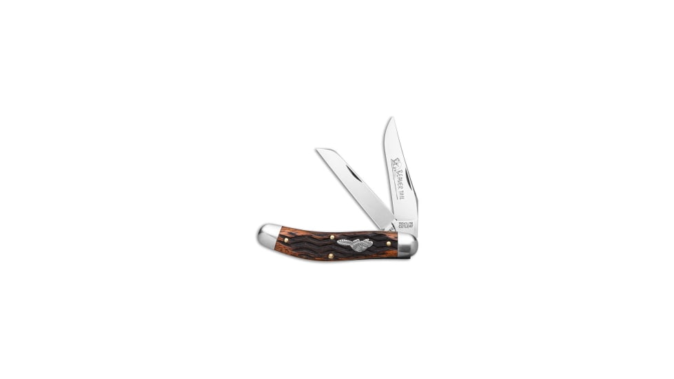 Great Eastern Tidioute Beaver Tail Folding Knife, 3.00in, 1095, Clip Point, Sheepsfoot Blade, Wood, Brown Handle, Brown/Silver, 7.00 inch, BHQ-223791