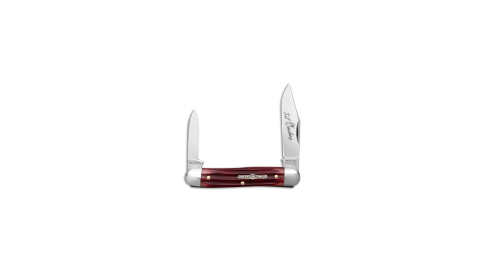 Great Eastern Tidoute Cutlery #66 Folding Knife, 2.50in, 1095, Clip Point, Drop Point Blade, Bone, Red Handle, Red/Silver, 6.00 inch, BHQ-222728