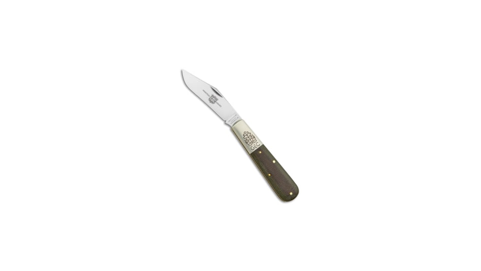 Great Eastern Two Acorn Barlow Folding Knife, 3.00in, 440, Clip Point Blade, Micarta, Green Handle, Green/Gray, 6.875 inch, BHQ-136945