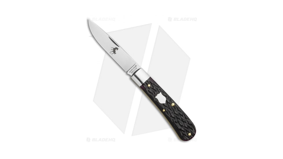 Great Eastern Mustang #74 Folding Knife, 3.00in, 1095, Drop Point Blade, Bone, Black Handle, Black/Gray, 6.875 inch, BHQ-117669