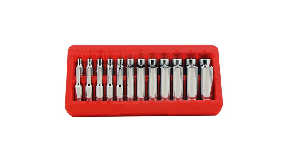 GREATNECK 22 Pc 1/4 Drive Deep/Shallow Socket Set with Tray - Metric 18622