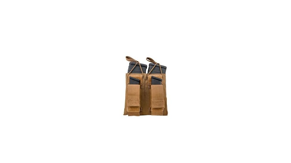 Grey Ghost Gear Double M4/Pistol Mag Pouch, MALICE Clips for MOLLE/PALS, Coyote Brown 10099-14