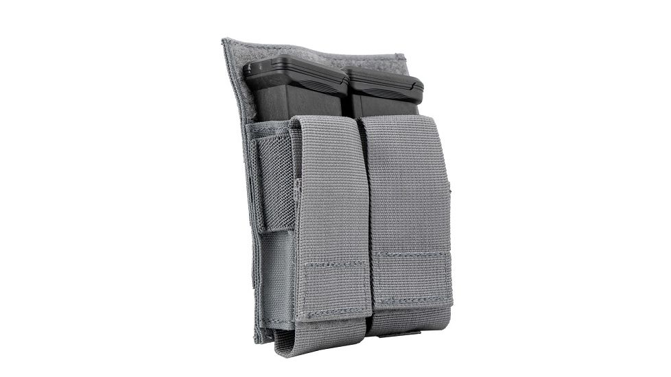 Grey Ghost Gear Double Pistol Mag Pouch, MALICE Clips for MOLLE/PALS, Wolf Gray 1019-28