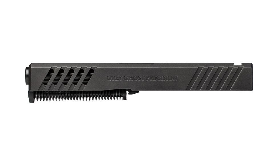 Grey Ghost Precision Glock 19 Gen 4 Slide, Complete - V1 w/Non-Threaded Barrel, Black, APGG100020N