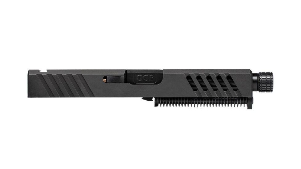 Grey Ghost Precision Glock 19 Gen 4 Slide, Complete - V1 w/Threaded Barrel, Black, APGG100020T
