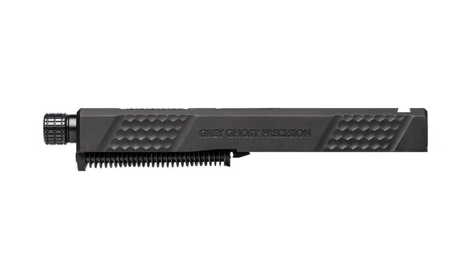 Grey Ghost Precision Glock 19 Gen 4 Slide, Complete - V2 w/Threaded Barrel, Black, APGG100021T