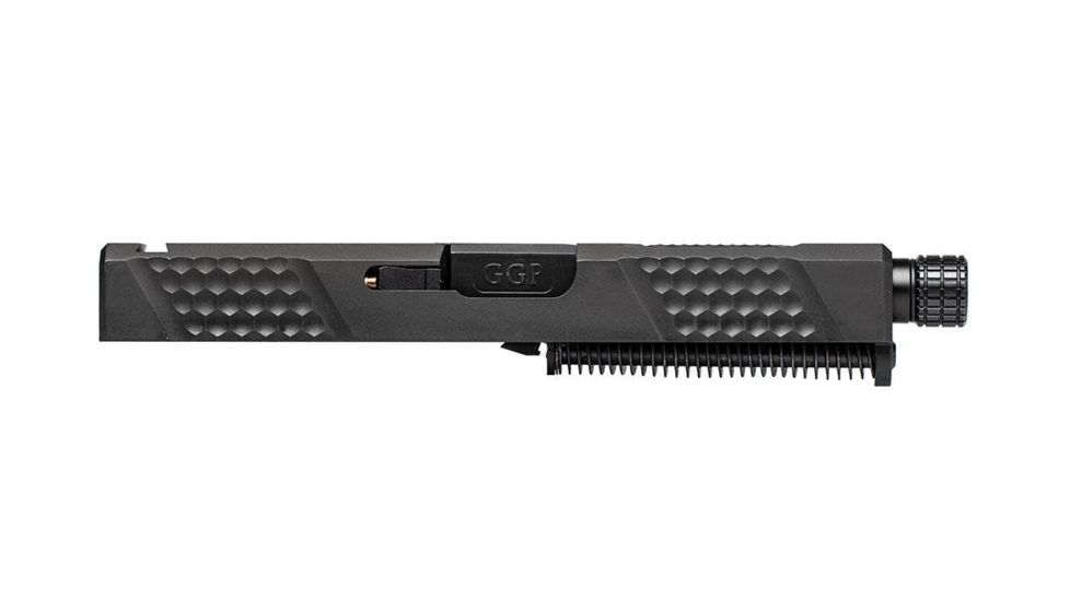 Grey Ghost Precision Glock 19 Gen 4 Slide, Complete - V2 w/Threaded Barrel, Black, APGG100021T