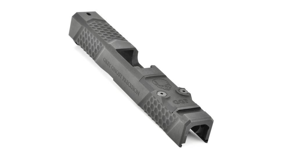 Grey Ghost Precision Glock 19 Gen3 Stripped Slide, RMR Cut, Version 2 - Diamond Checkering Pattern, 17-4 SS, Black, GGP-19-3-RMR-2