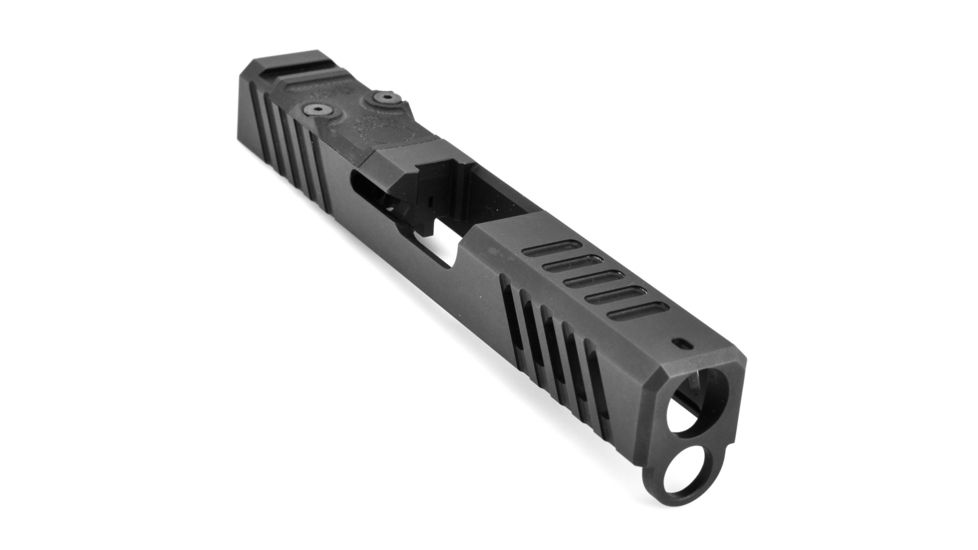 Grey Ghost Precision Glock 19 Gen4 Stripped Slide, RMR Cut, Version 1 - Angled Serration Pattern, 17-4 SS, Black, GGP-19-4-RMR