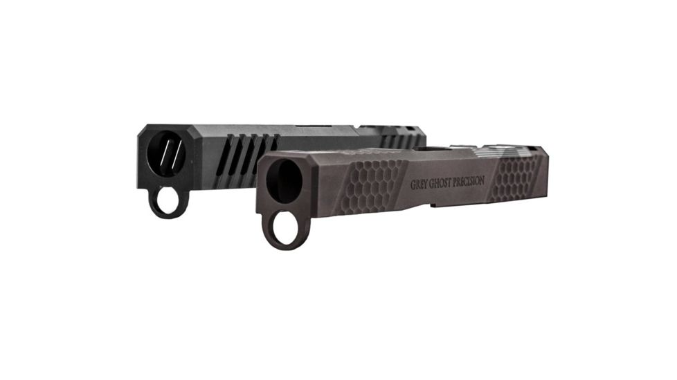 Grey Ghost Precision Glock 19 Gen4 Stripped Slide, RMR Cut, Version 2 - Diamond Checkering Pattern, 17-4 SS, Black, GGP-19-4-RMR-2