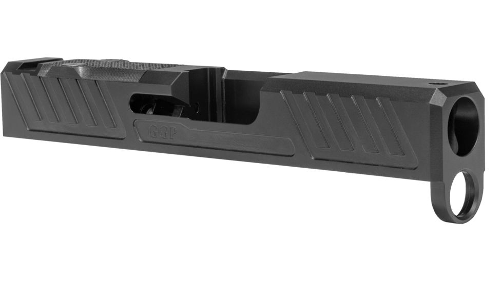 Grey Ghost Precision Glock 43 Stripped Slide, Version 1 - Angled Serration Pattern, 17-4PH SS, DLC, Black, GGP-SPG43-V1-BLK