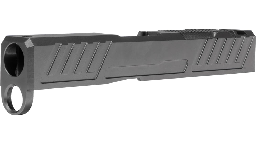 Grey Ghost Precision Glock 43 Stripped Slide, Version 1 - Angled Serration Pattern, 17-4PH SS, DLC Grey, GGP-SPG43-V1-GRY