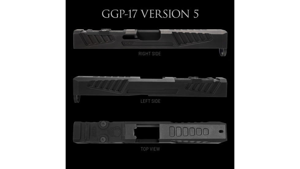 Grey Ghost Precision Version 5 Pistol Slide w/ RMR-DP Pro Cut, Glock 17 Gen 3, 17-4 Stainless Steel, Nitride Coated, Black, GGP-17-3-OC-V5