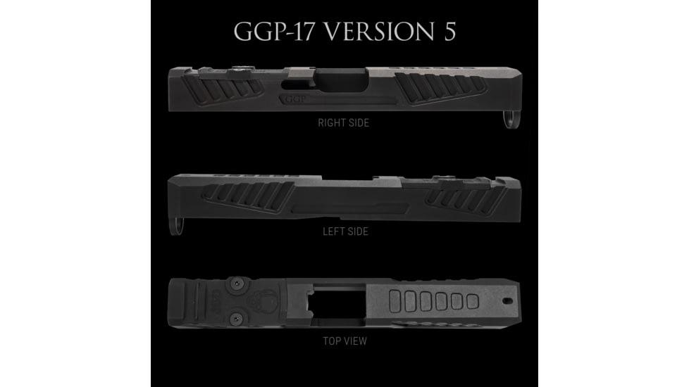 Grey Ghost Precision Version 5 Pistol Slide w/ RMR-DP Pro Cut, Glock 17 Gen 5, 17-4 Stainless Steel, Nitride Coated, Black, GGP-17-5-OC-V5