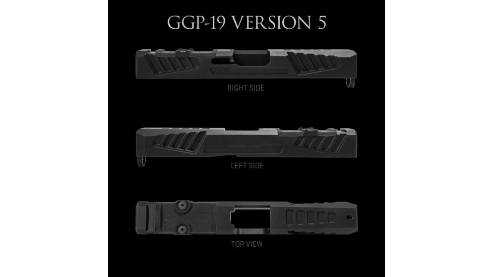 Grey Ghost Precision Version 5 Pistol Slide w/ RMR-DP Pro Cut, Glock 19 Gen 3, 17-4 Stainless Steel, Nitride Coated, Black, GGP-19-3-OC-V5