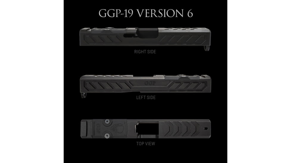 Grey Ghost Precision Version 5 Pistol Slide w/ RMR-DP Pro Cut, Glock 19 Gen 5, 17-4 Stainless Steel, Nitride Coated, Black, GGP-19-5-OC-V5