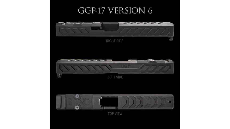 Grey Ghost Precision Version 6 Pistol Slide w/ RMR-DP Pro Cut, Glock 17 Gen 3, 17-4 Stainless Steel, Nitride Coated, Black, GGP-17-3-OC-V6