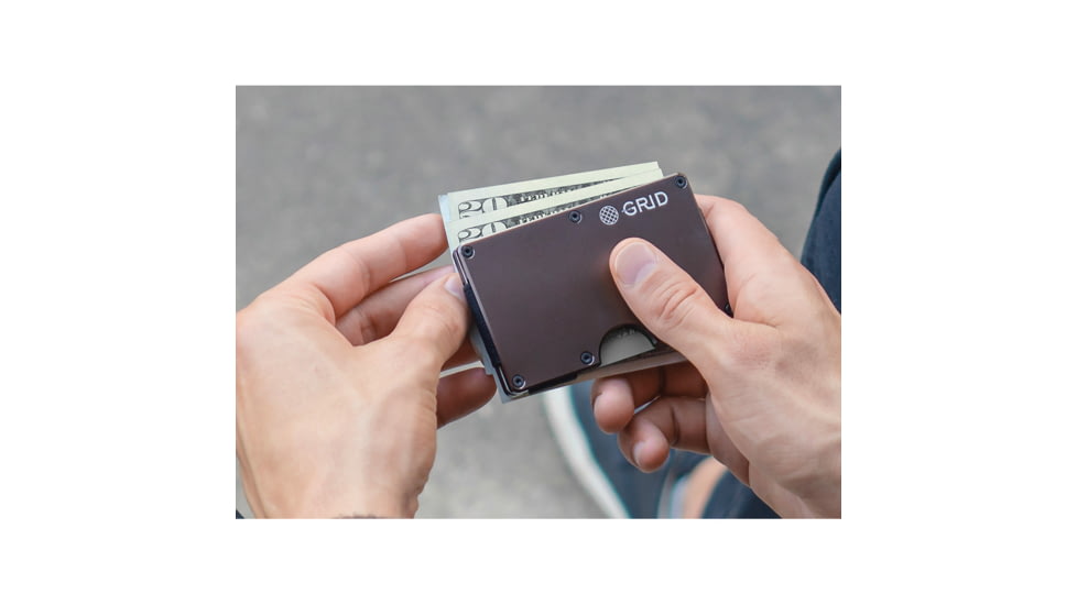 Grid Wallet Aluminum Wallet, Gunmetal, 3.38in x 2.13in x 0.25in, ALUGM-CLIP