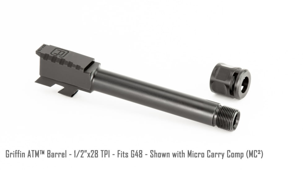 Griffin Armament Glock 48 Threaded Barrel with Micro Carry Comp, Black, GAG48TB