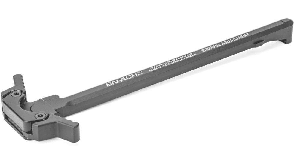 Griffin Armament SN-ACH 10, AR-10 Charging Hand, le, Ambidextrous, Forward-Facing Gas Vent, Anodized Finish, Black, SNACH10R3