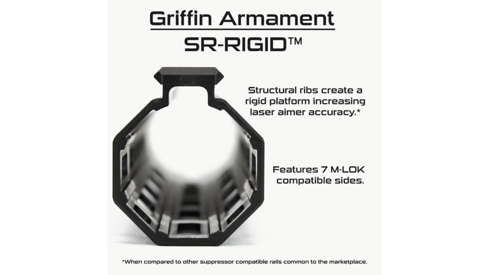 Griffin Armament SR-Rigid M-Lok Rail, 7.5in, Black, Large, LPRSR75