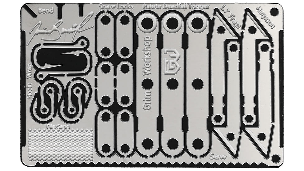 Grim Workshop Jamie Burleigh Survival Card, Stainless Construction, 3.5in x 2in, GWSIGCRDJAMIE