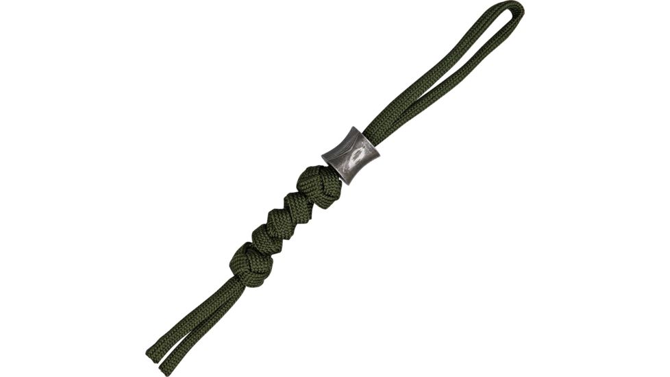 Grindworx Concave Damascus Bead w/ OD Green Cord Lanyard DA15