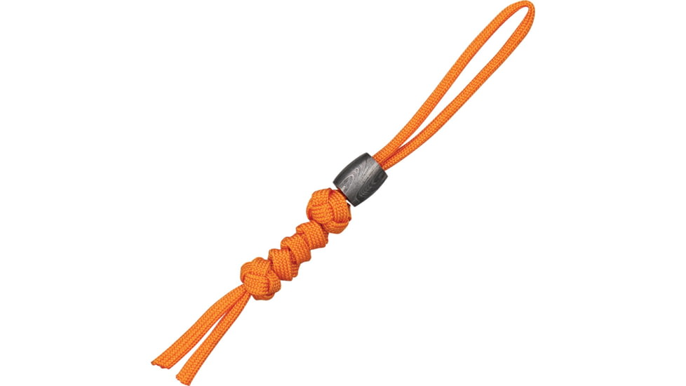 Grindworx Concave Damascus Bead w/ Orange Cord Lanyard DA12
