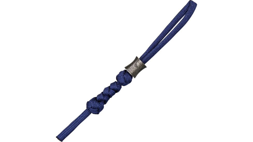 Grindworx Concave Damascus Bead w/ Slate Blue Cord Lanyard DA13