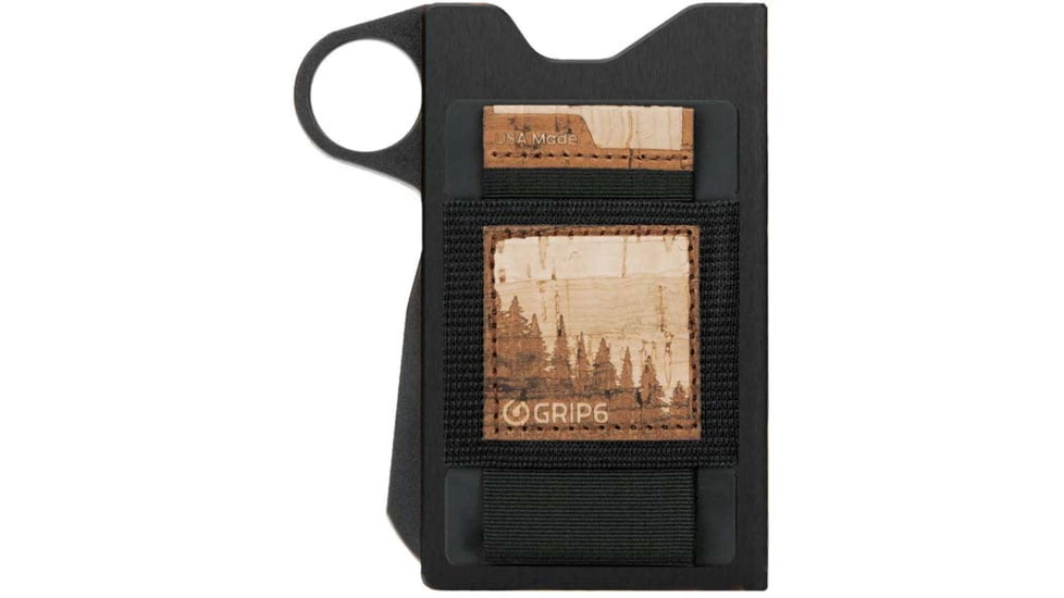 Grip6 Aluminum Loop Wallet Builder w/Cork Wingman, Black, WLT-NEW-NJA-LP-RCRK