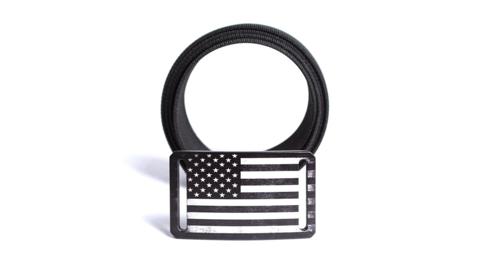 Grip6 Narrow Black Flag Buckle w/Black Strap, 36, NB-USA-NJA-LS-BLK-1.1-36