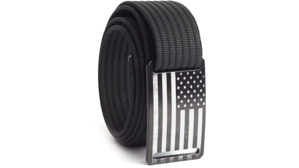 Grip6 Narrow Black Flag Buckle w/Black Strap, 36, NB-USA-NJA-LS-BLK-1.1-36