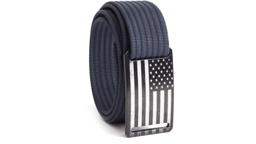 Grip6 Narrow Black Flag Buckle w/Navy Strap, 44, NB-USA-NJA-LS-NAV-1.1-44