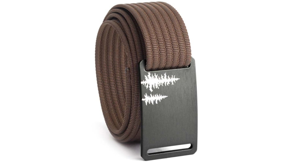 Grip6 Narrow Pine Gunmetal Buckle Belt w/Dark Brown Strap, 34, NB-PINE-GML-LS-MOC-1.1-34