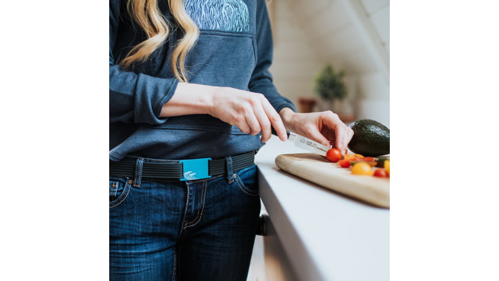 Grip6 Narrow Surf Aqua Buckle Belt w/Black Strap, 42, NB-SURF-AUR-LS-BLK-1.1-42