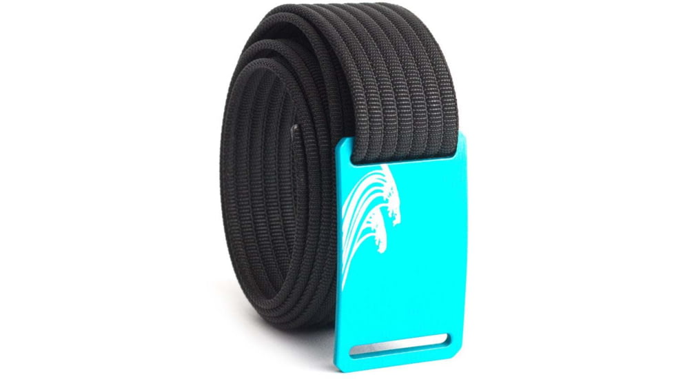 Grip6 Narrow Surf Aqua Buckle Belt w/Black Strap, 42, NB-SURF-AUR-LS-BLK-1.1-42