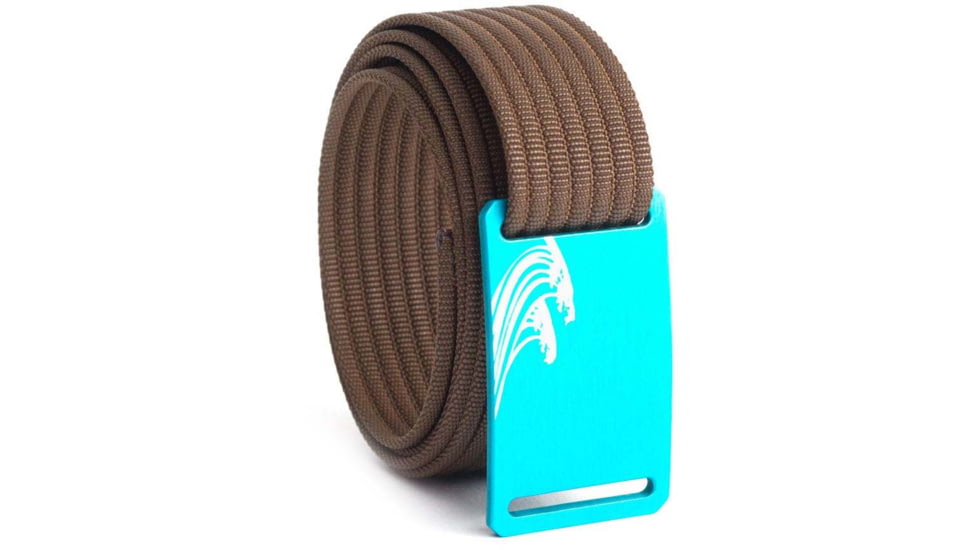 Grip6 Narrow Surf Aqua Buckle Belt w/Dark Brown Strap, 30, NB-SURF-AUR-LS-MOC-1.1-30