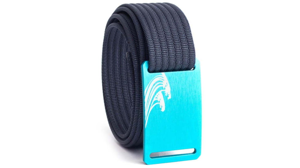 Grip6 Narrow Surf Aqua Buckle Belt w/Navy Strap, 30, NB-SURF-AUR-LS-NAV-1.1-30