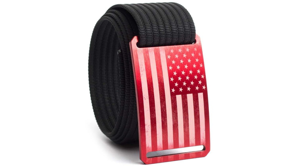 Grip6 Standard USA Red Flag Buckle w/Black Strap, 44, SB-USA-EMB-MS-JET-1.5-44