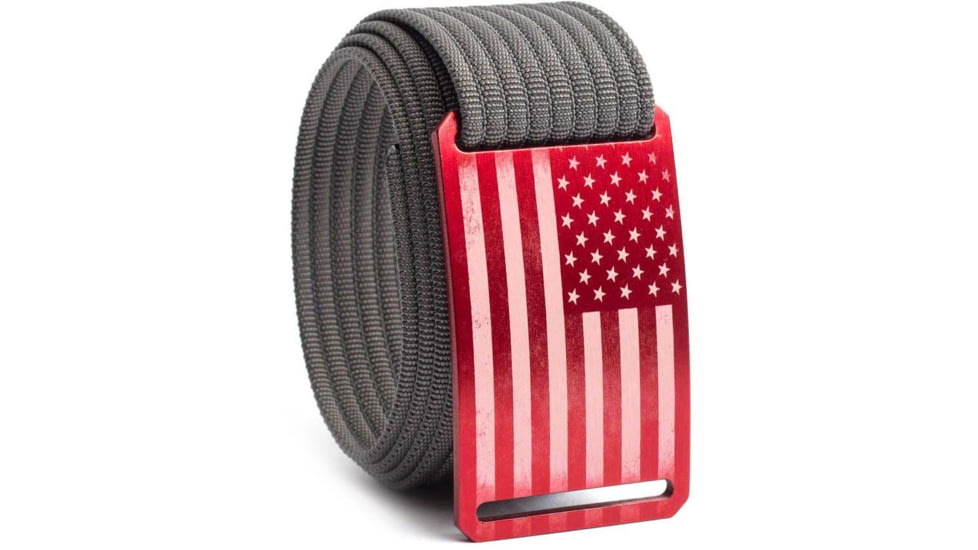 Grip6 Standard USA Red Flag Buckle w/Grey Strap, 38, SB-USA-EMB-MS-TTM-1.5-38