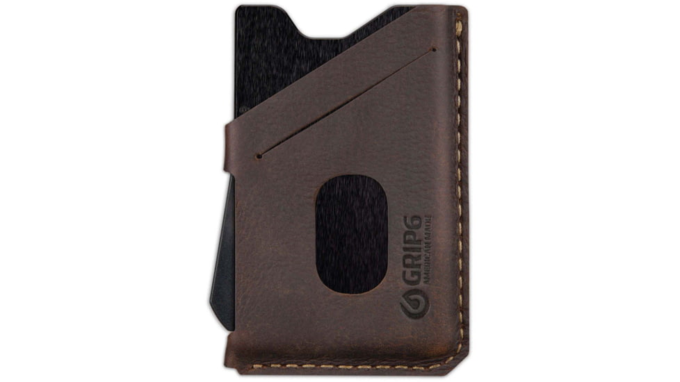 Grip6 Wallet Black w/Brown Leather Sleeve w/No Loop, WLT-NJA-NP-BRNL